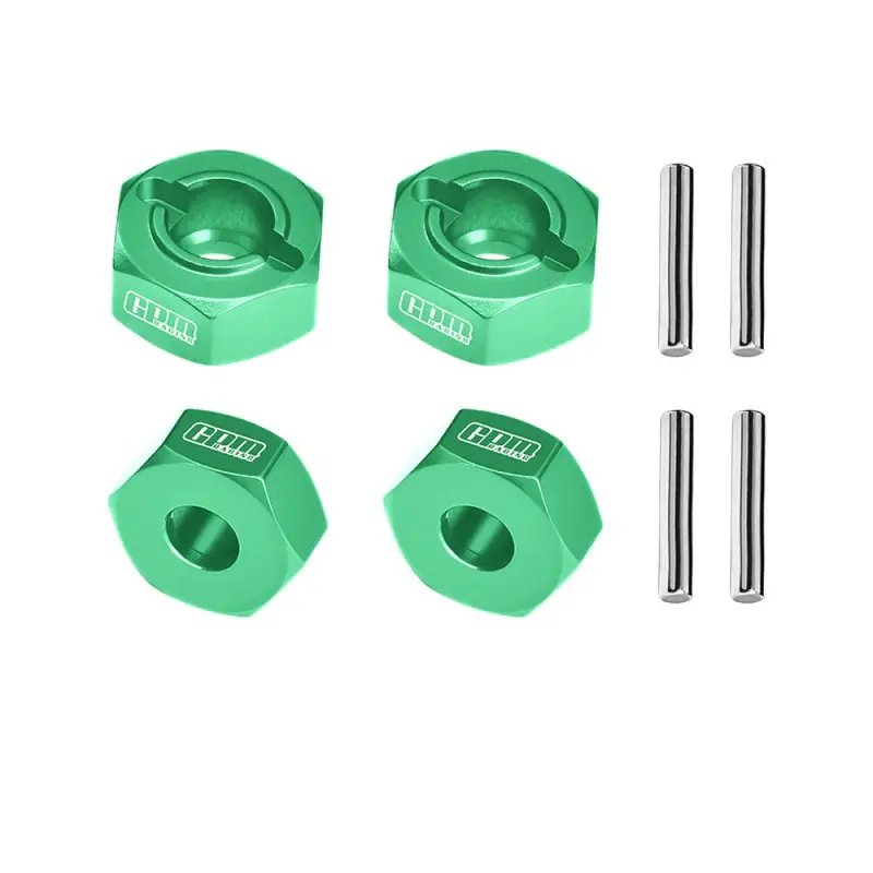 Aluminum 7075-T6 Alloy Front And Rear 12Mm Wheel Hub Axle Hole 6Mm For Traxxas 1:10 Ford Fiesta St / Bigfoot 2S / Rustler 2S / Slash 4X4 Vxl / Ford Raptor R / Stampede / 1:8 Jato 4X4 Vxl - Green 1