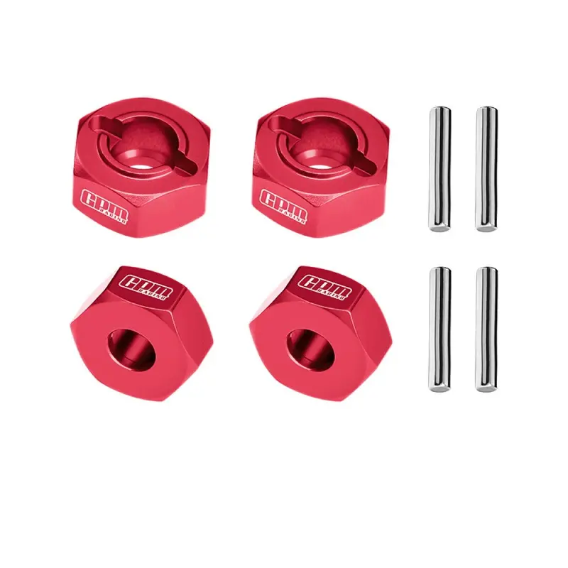Aluminum 7075-T6 Alloy Front And Rear 12Mm Wheel Hub Axle Hole 6Mm For Traxxas 1:10 Ford Fiesta St / Bigfoot 2S / Rustler 2S / Slash 4X4 Vxl / Ford Raptor R / Stampede / 1:8 Jato 4X4 Vxl - Red 1