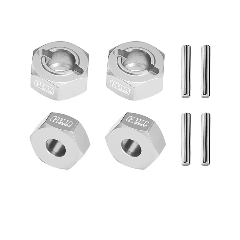 Aluminum 7075-T6 Alloy Front And Rear 12Mm Wheel Hub Axle Hole 6Mm For Traxxas 1:10 Ford Fiesta St / Bigfoot 2S / Rustler 2S / Slash 4X4 Vxl / Ford Raptor R / Stampede / 1:8 Jato 4X4 Vxl - Silver 1