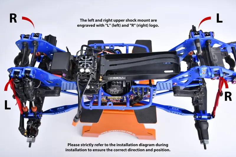 Aluminum 7075-T6 Alloy Front And Rear Upper Shock Mount For Losi 1/8 Lmt 2.0 Grave Digger 4X4 Solid Axle Brushless Monster Truck-Los04028 Upgrades - Black 2