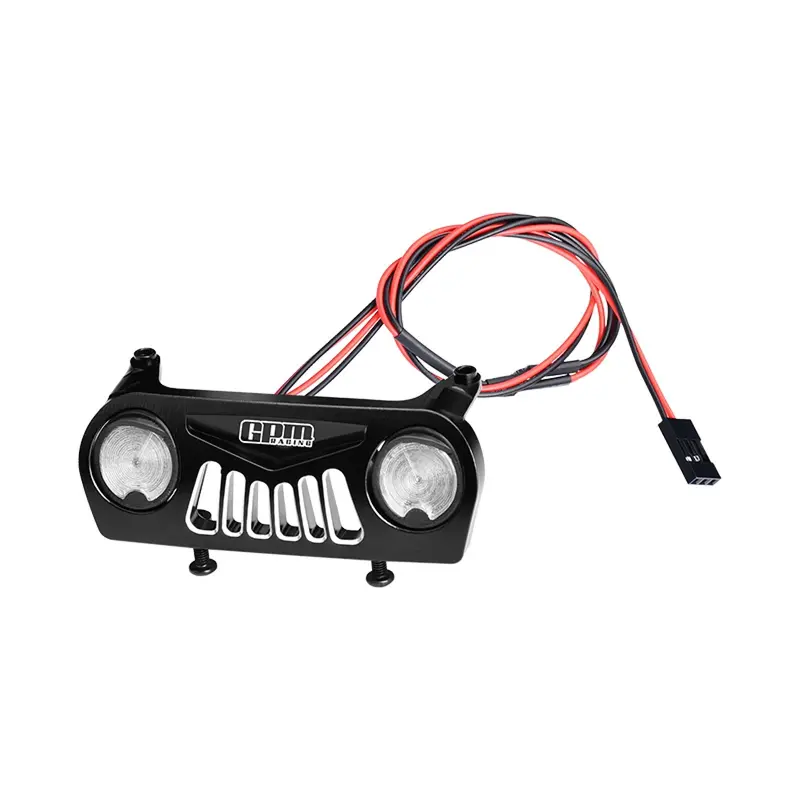 Aluminum 7075-T6 Alloy Front Bumper With White Light For Vanquish 1:10 H10 Optic Kit / Yokohama Rtr / Sparco Rtr Rock Crawler Upgrades - Black 1