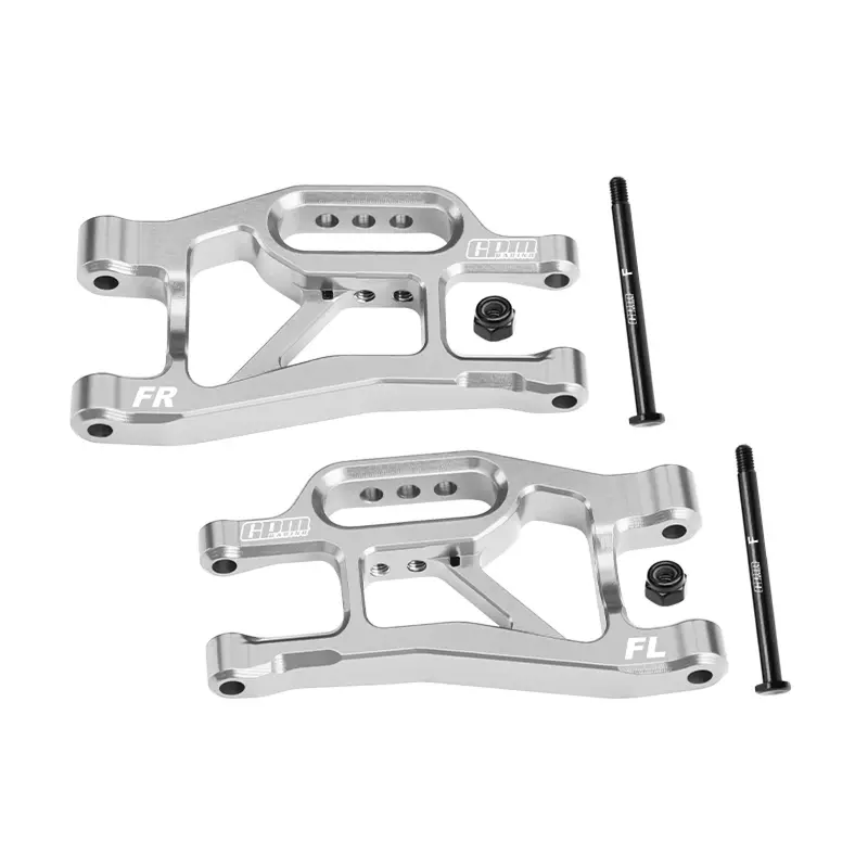 Aluminum 7075-T6 Alloy Front Lower Suspension Arms For Traxxas 1/16 Mini Slash 4X4 Short Course Truck-108164-1 Upgrades - Silver 1