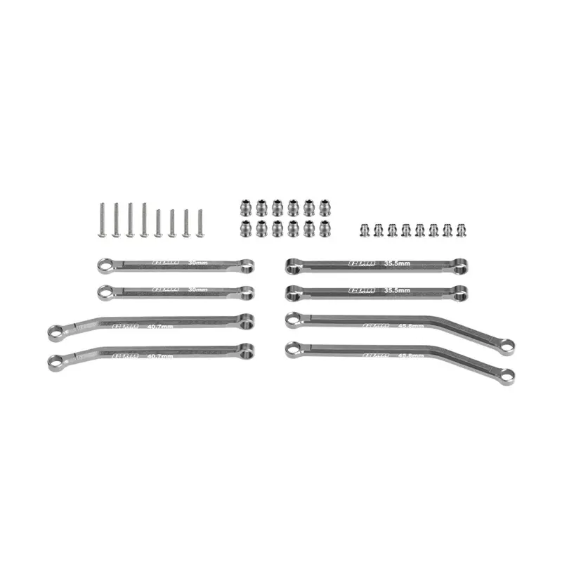 Aluminum 7075-T6 Alloy Front & Rear Link Set For Axial 1/30 Scx30 Ford Bronco Axi-2048 / Jeep Wrangler Axi-2261 Rock Crawler Upgrades - Gray Silver 1