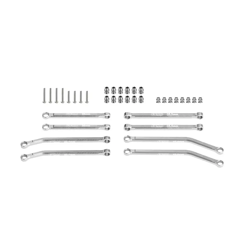 Aluminum 7075-T6 Alloy Front & Rear Link Set For Axial 1/30 Scx30 Ford Bronco Axi-2048 / Jeep Wrangler Axi-2261 Rock Crawler Upgrades - Silver 1