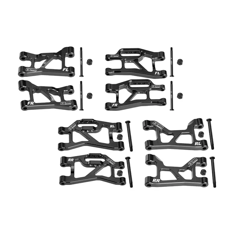 Aluminum 7075-T6 Alloy Front + Rear (Upper & Lower) Suspension Arms For Traxxas 1/16 Mini Slash 4X4 Short Course Truck-108164-1 Upgrades - Black 1
