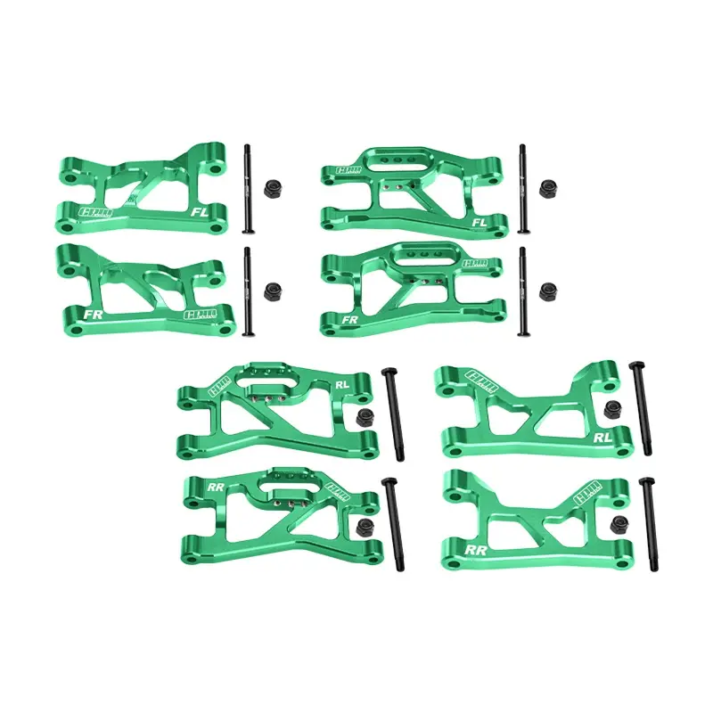 Aluminum 7075-T6 Alloy Front + Rear (Upper & Lower) Suspension Arms For Traxxas 1/16 Mini Slash 4X4 Short Course Truck-108164-1 Upgrades - Green 1