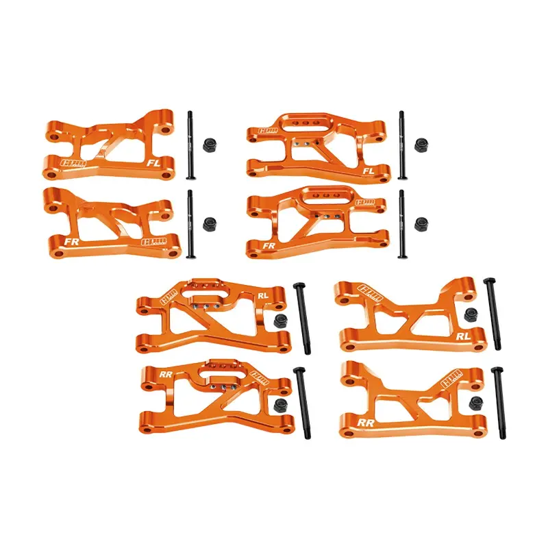 Aluminum 7075-T6 Alloy Front + Rear (Upper & Lower) Suspension Arms For Traxxas 1/16 Mini Slash 4X4 Short Course Truck-108164-1 Upgrades - Orange 1