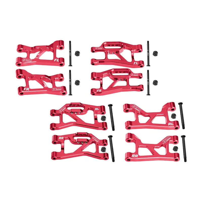 Aluminum 7075-T6 Alloy Front + Rear (Upper & Lower) Suspension Arms For Traxxas 1/16 Mini Slash 4X4 Short Course Truck-108164-1 Upgrades - Red 1
