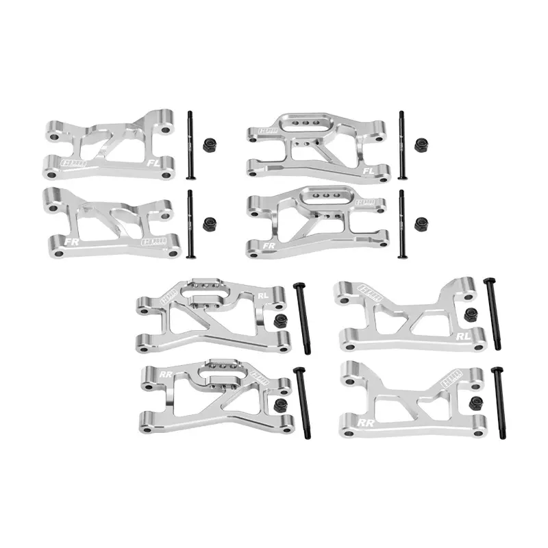 Aluminum 7075-T6 Alloy Front + Rear (Upper & Lower) Suspension Arms For Traxxas 1/16 Mini Slash 4X4 Short Course Truck-108164-1 Upgrades - Silver 1