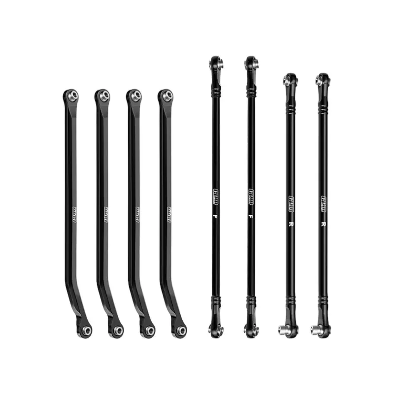 Aluminum 7075-T6 Alloy High-Clearance Upper & Lower Link Bar Set For Vanquish 1:10 H10 Optic Kit / Yokohama Rtr / Sparco Rtr Rock Crawler Upgrades - Black 1