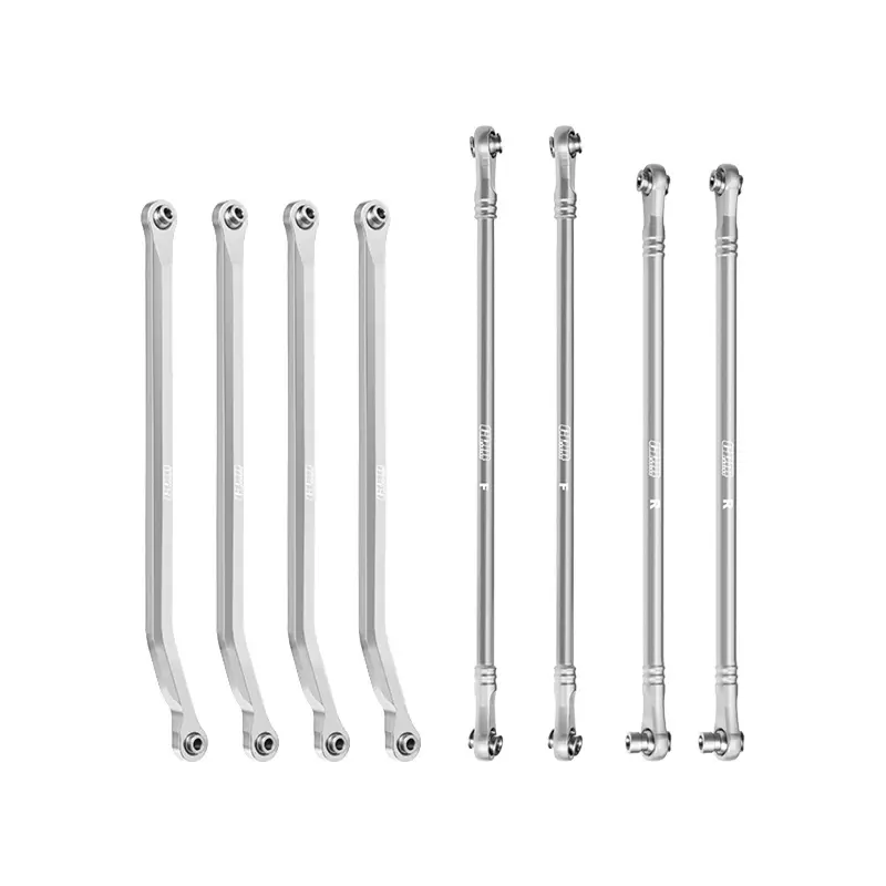 Aluminum 7075-T6 Alloy High-Clearance Upper & Lower Link Bar Set For Vanquish 1:10 H10 Optic Kit / Yokohama Rtr / Sparco Rtr Rock Crawler Upgrades - Silver 1