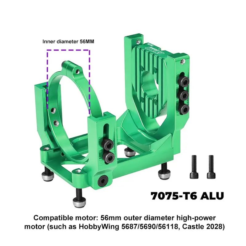 Aluminum 7075-T6 Alloy Oversized Motor Base For Traxxas 1:6 Funco Pro Scale Sand Car 8S / Xrt 8S / Xrt Ultimate 8S Race Truck Upgrades - Green 2