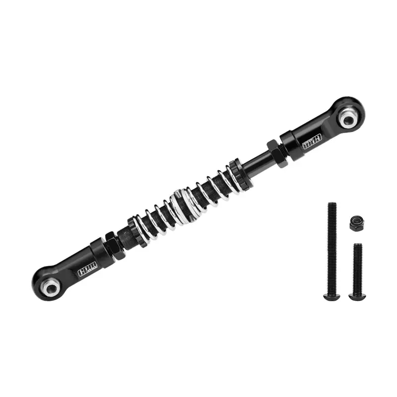 Aluminum 7075-T6 Alloy Servo Steering Link Adjustable Length / Spring Force For Losi 1:8 Lmt 1.0 / 2.0 / 1:10 Tlr Tuned Lmt Monster Truck Upgrades - Black 1