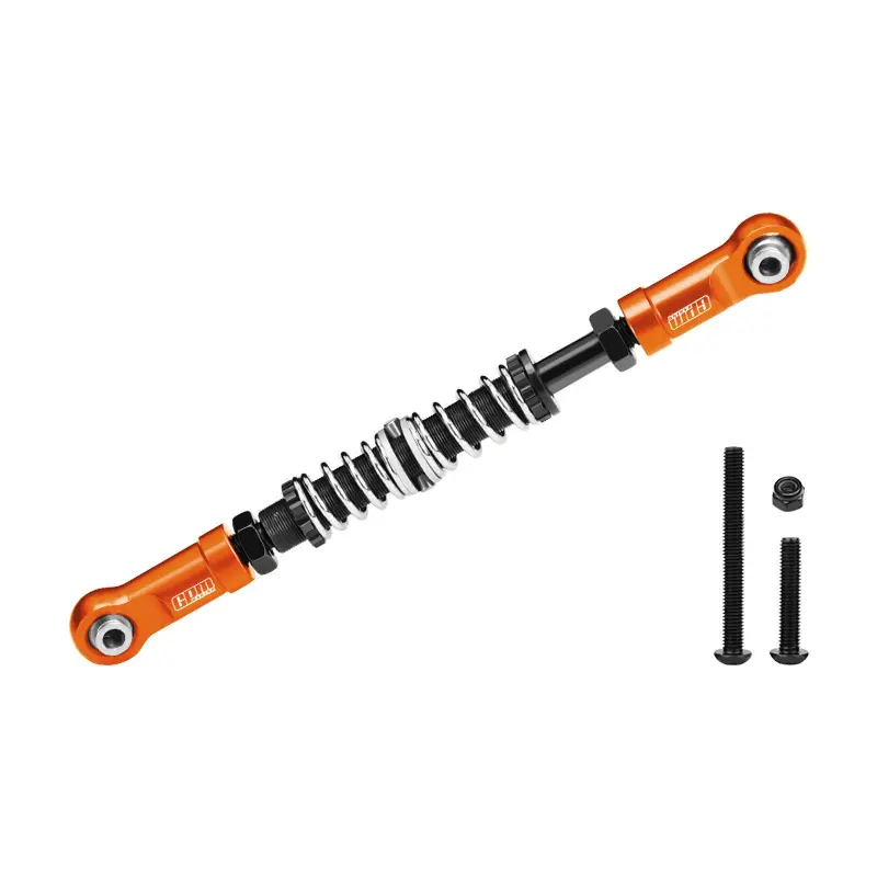 Aluminum 7075-T6 Alloy Servo Steering Link Adjustable Length / Spring Force For Losi 1:8 Lmt 1.0 / 2.0 / 1:10 Tlr Tuned Lmt Monster Truck Upgrades - Orange 1