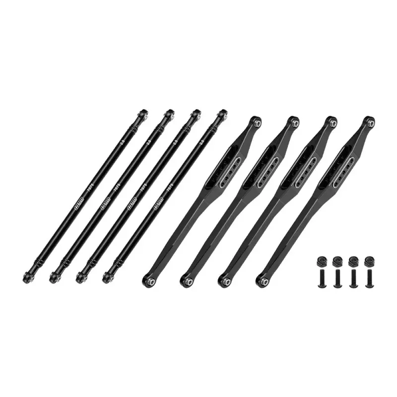 Aluminum 7075-T6 Alloy Upper & Lower Link Bar Set For Losi 1/8 Lmt 2.0 Grave Digger 4X4 Solid Axle Brushless Monster Truck-Los04028 Upgrades - Black 1