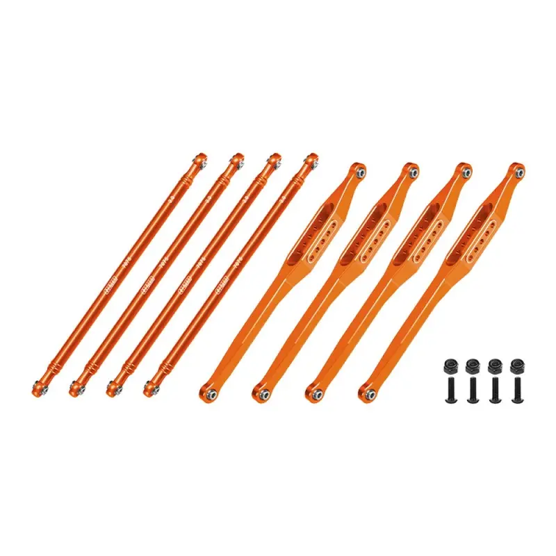 Aluminum 7075-T6 Alloy Upper & Lower Link Bar Set For Losi 1/8 Lmt 2.0 Grave Digger 4X4 Solid Axle Brushless Monster Truck-Los04028 Upgrades - Orange 1