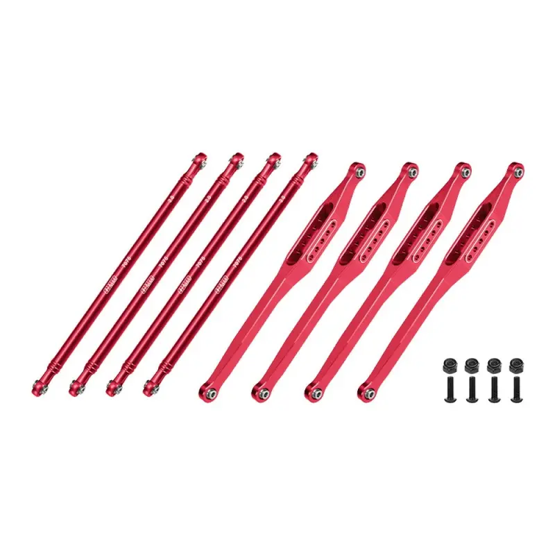 Aluminum 7075-T6 Alloy Upper & Lower Link Bar Set For Losi 1/8 Lmt 2.0 Grave Digger 4X4 Solid Axle Brushless Monster Truck-Los04028 Upgrades - Red 1