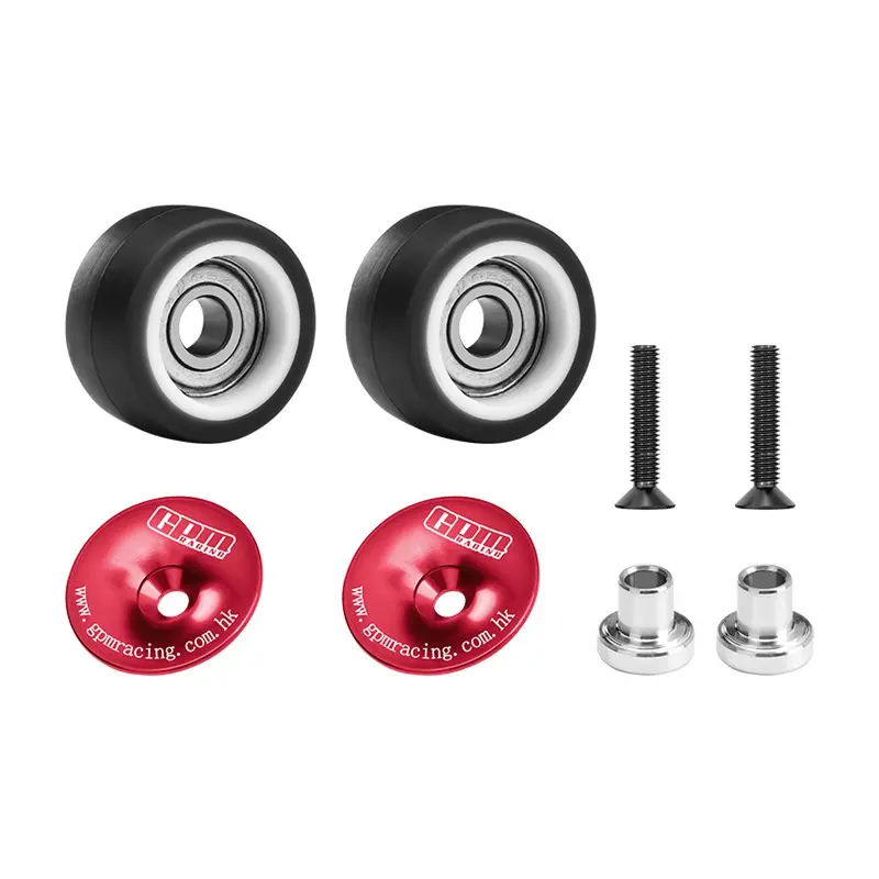 Aluminum 7075-T6 Alloy Wheelie Bar Wheel & Bearing For Arrma 1:16 Quake Grom / Gorgon Grom Brushed Monster Truck Upgrades - Red 1