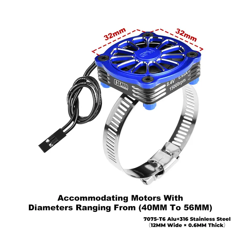 Aluminum 7075-T6 Alloy+316 Stainless Steel 40X40mm Rc Cooling Fan Ajustable For 40-56 Series Motor - Green 2