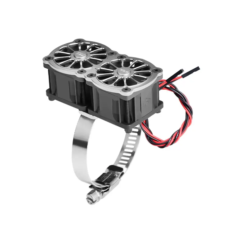 Aluminum 7075-T6 Alloy+316 Stainless Steel Dual 40X28mm Cooling Fan Ajustable For 56-70 Series Motor - Silver 1