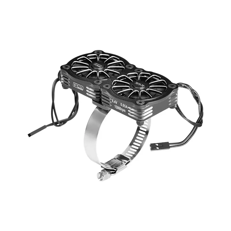 Aluminum 7075-T6 Alloy+316 Stainless Steel Dual 40X40mm Cooling Fan Ajustable For 40-56 Series Motor - Black 1