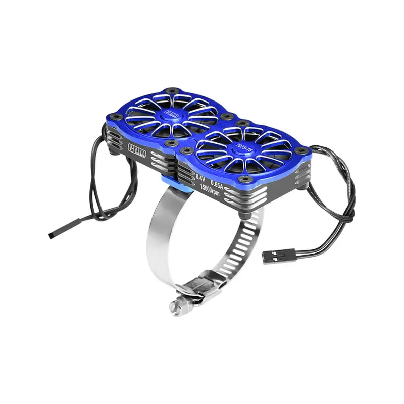 Aluminum 7075-T6 Alloy+316 Stainless Steel Dual 40X40mm Cooling Fan Ajustable For 40-56 Series Motor - Blue 1