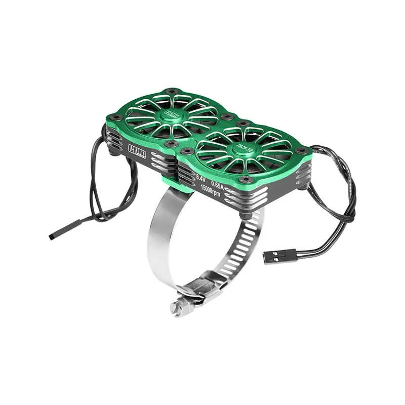 Aluminum 7075-T6 Alloy+316 Stainless Steel Dual 40X40mm Cooling Fan Ajustable For 40-56 Series Motor - Green 1