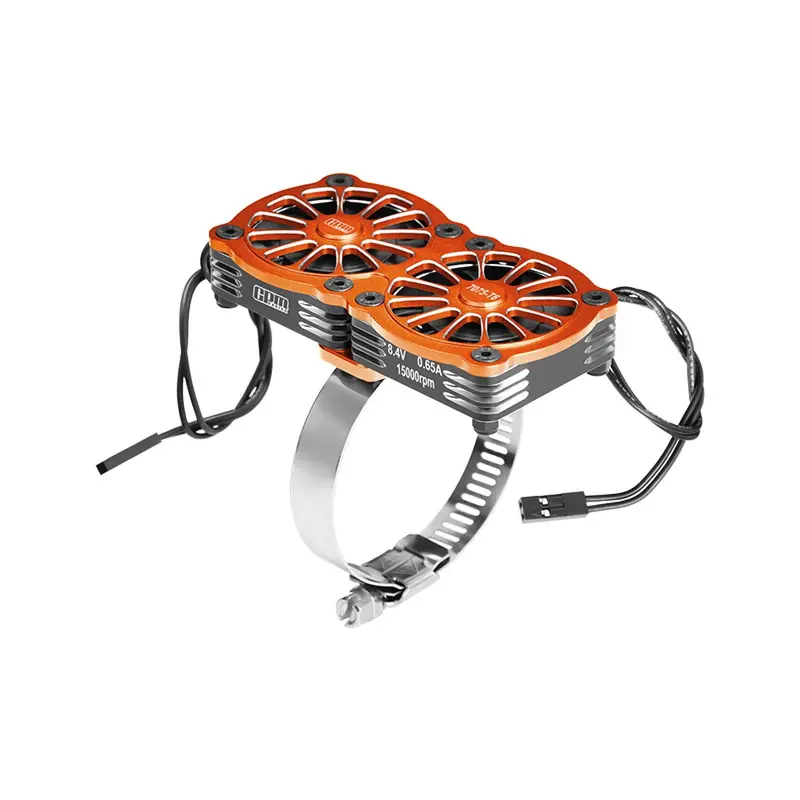 Aluminum 7075-T6 Alloy+316 Stainless Steel Dual 40X40mm Cooling Fan Ajustable For 40-56 Series Motor - Orange 1