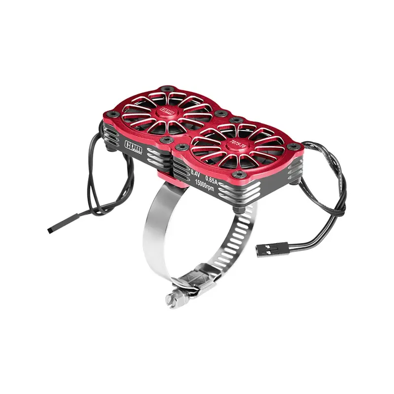 Aluminum 7075-T6 Alloy+316 Stainless Steel Dual 40X40mm Cooling Fan Ajustable For 40-56 Series Motor - Red 1