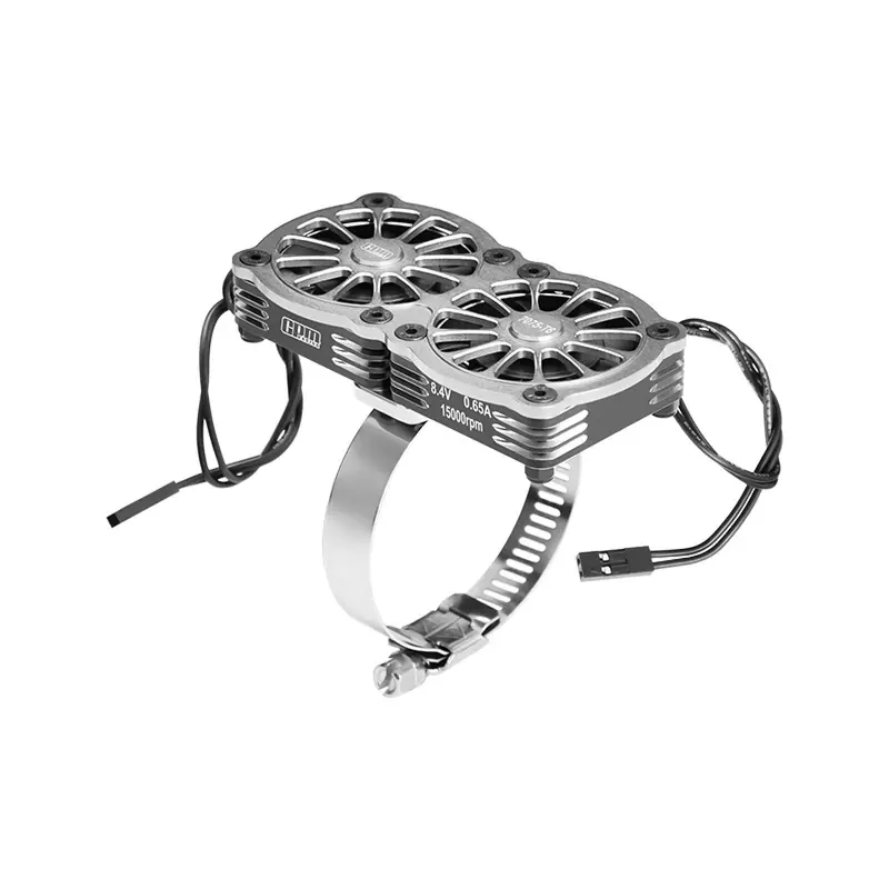 Aluminum 7075-T6 Alloy+316 Stainless Steel Dual 40X40mm Cooling Fan Ajustable For 40-56 Series Motor - Silver 1