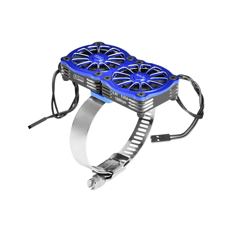 Aluminum 7075-T6 Alloy+316 Stainless Steel Dual 40X40mm Cooling Fan Ajustable For 56-70 Series Motor - Blue 1