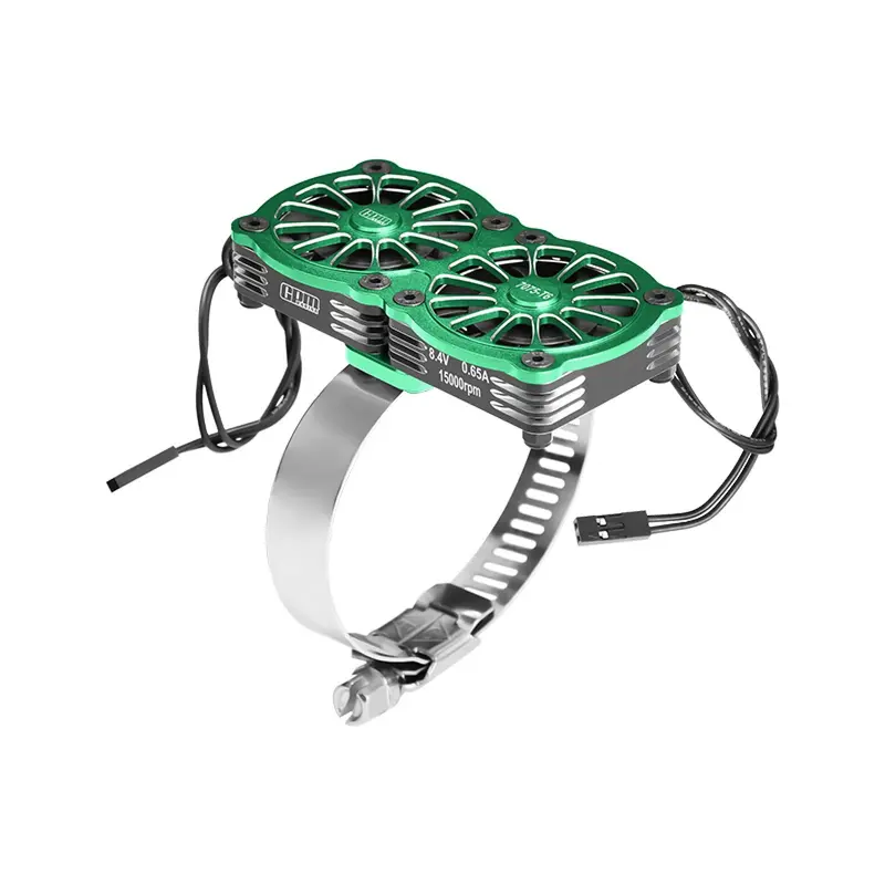 Aluminum 7075-T6 Alloy+316 Stainless Steel Dual 40X40mm Cooling Fan Ajustable For 56-70 Series Motor - Green 1