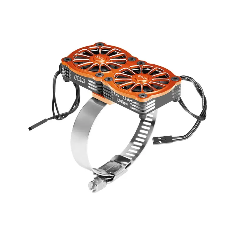 Aluminum 7075-T6 Alloy+316 Stainless Steel Dual 40X40mm Cooling Fan Ajustable For 56-70 Series Motor - Orange 1