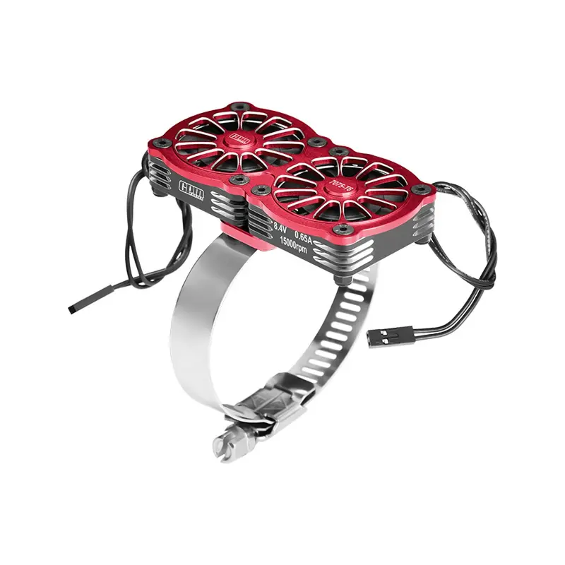Aluminum 7075-T6 Alloy+316 Stainless Steel Dual 40X40mm Cooling Fan Ajustable For 56-70 Series Motor - Red 1