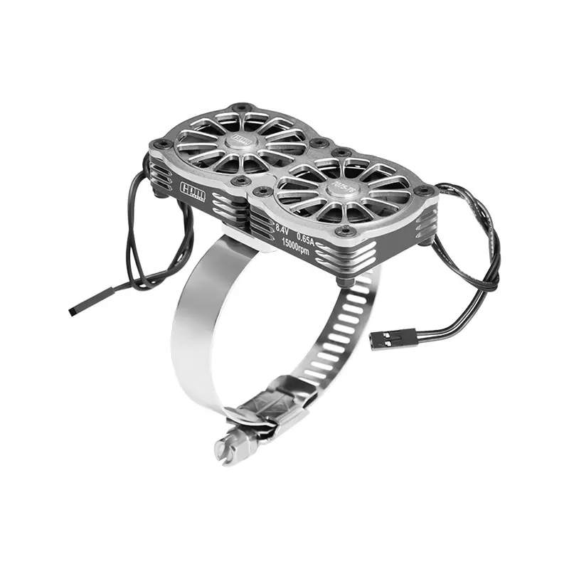 Aluminum 7075-T6 Alloy+316 Stainless Steel Dual 40X40mm Cooling Fan Ajustable For 56-70 Series Motor - Silver 1