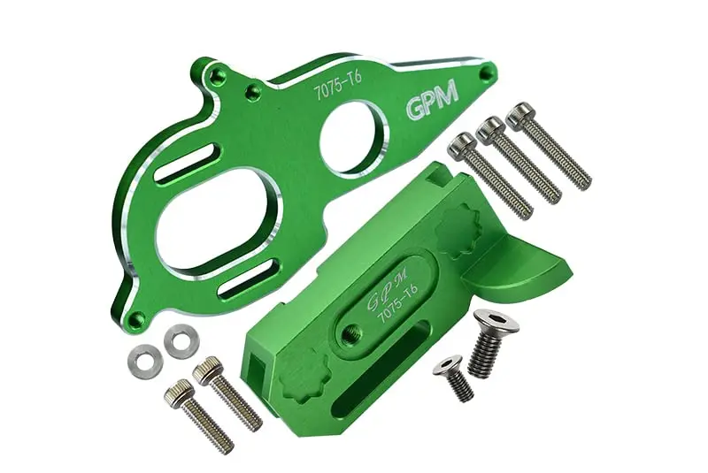Aluminum 7075-T6 Center Gearbox Support And Motor Heatsink Plate For Arrma 1:8 Kraton 6S / Vendetta 3S / Typhon Tlr Tuned / 1:10 Granite / Big Rock 3S / Big Rock V3 3S / Kraton 4S / Vorteks 3S - 11Pc Set Green 1