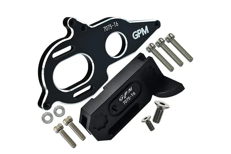 Aluminum 7075-T6 Center Gearbox Support And Motor Heatsink Plate For Arrma 1:8 Kraton 6S / Vendetta 3S / Typhon Tlr Tuned / 1:10 Granite / Big Rock 3S / Big Rock V3 3S / Kraton 4S / Vorteks 3S - 11Pc Set Black 1