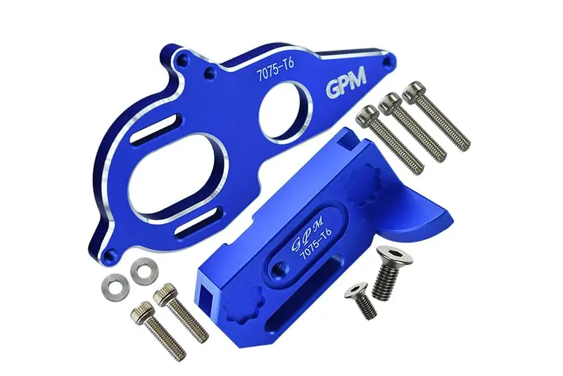 Aluminum 7075-T6 Center Gearbox Support And Motor Heatsink Plate For Arrma 1:8 Kraton 6S / Vendetta 3S / Typhon Tlr Tuned / 1:10 Granite / Big Rock 3S / Big Rock V3 3S / Kraton 4S / Vorteks 3S - 11Pc Set Blue 1