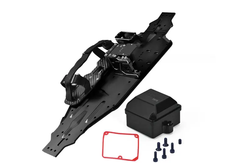 Aluminum 7075-T6 Chassis Plate With Battery Compartment + Radio Box + Motor Base + Servo Mount For Traxxas 1/8 4Wd Sledge Monster Truck 95076-4 Upgrades - Black 1