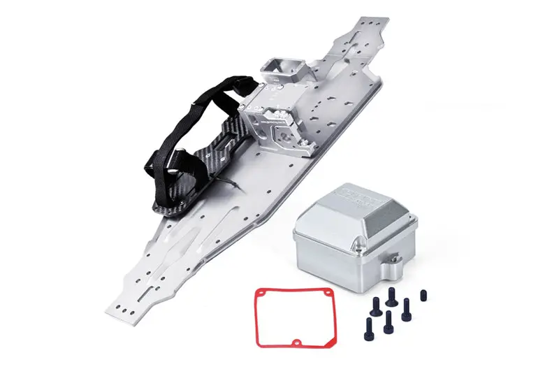 Aluminum 7075-T6 Chassis Plate With Battery Compartment + Radio Box + Motor Base + Servo Mount For Traxxas 1/8 4Wd Sledge Monster Truck 95076-4 Upgrades - Silver 1