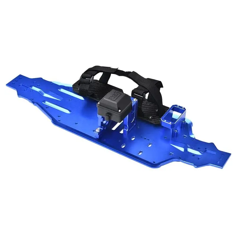 Aluminum 7075-T6 Chassis Plate With Servo Mount + Battery Compartment + Motor Base For Traxxas 1/8 4Wd Sledge Monster Truck 95076-4 Upgrades - Blue 1