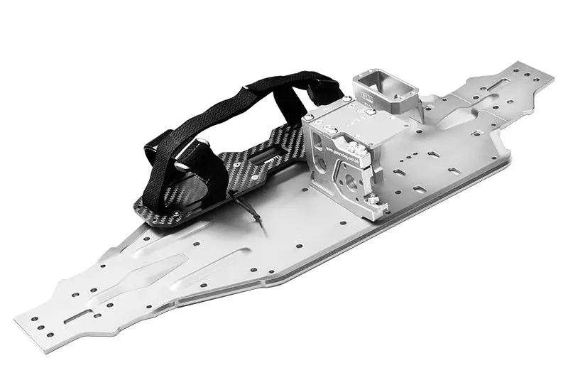 Aluminum 7075-T6 Chassis Plate With Servo Mount + Battery Compartment + Motor Base For Traxxas 1/8 4Wd Sledge Monster Truck 95076-4 Upgrades (Use With Arrma Ar320422 Receiver Box) - Silver 1