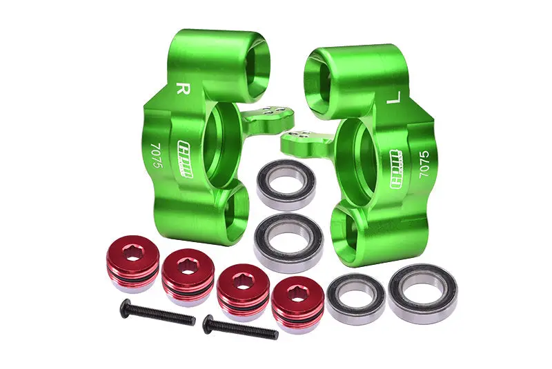 Aluminum 7075-T6 Front Knuckle Arms (Large Bearing Design) For Arrma 1:10 Senton / 1:8 Talion / Typhon / 1:7 Infraction / Limitless / Mojave / Fireteam / Mojave Exb / Felony V2 Upgrades - Green 1