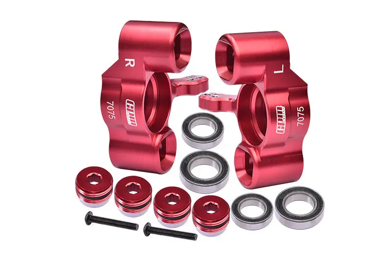 Aluminum 7075-T6 Front Knuckle Arms (Large Bearing Design) For Arrma 1:10 Senton / 1:8 Talion / Typhon / 1:7 Infraction / Limitless / Mojave / Fireteam / Mojave Exb / Felony V2 Upgrades - Red 1