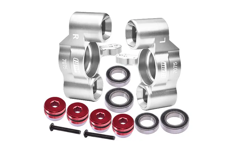 Aluminum 7075-T6 Front Knuckle Arms (Large Bearing Design) For Arrma 1:10 Senton / 1:8 Talion / Typhon / 1:7 Infraction / Limitless / Mojave / Fireteam / Mojave Exb / Felony V2 Upgrades - Silver 1