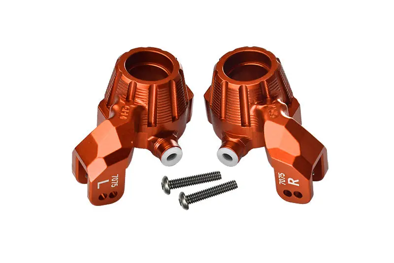 Aluminum 7075-T6 Front Knuckle Arms Steering Blocks For Traxxas 1:10 4Wd Maxx 89076-4 / 4Wd Maxx With Widemaxx 89086-4 / 1:8 4Wd Maxx Slash 6S 102076-4 Upgrades - Orange 1