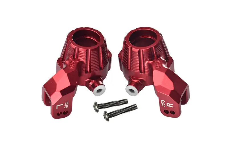Aluminum 7075-T6 Front Knuckle Arms Steering Blocks For Traxxas 1:10 4Wd Maxx 89076-4 / 4Wd Maxx With Widemaxx 89086-4 / 1:8 4Wd Maxx Slash 6S 102076-4 Upgrades - Red 1
