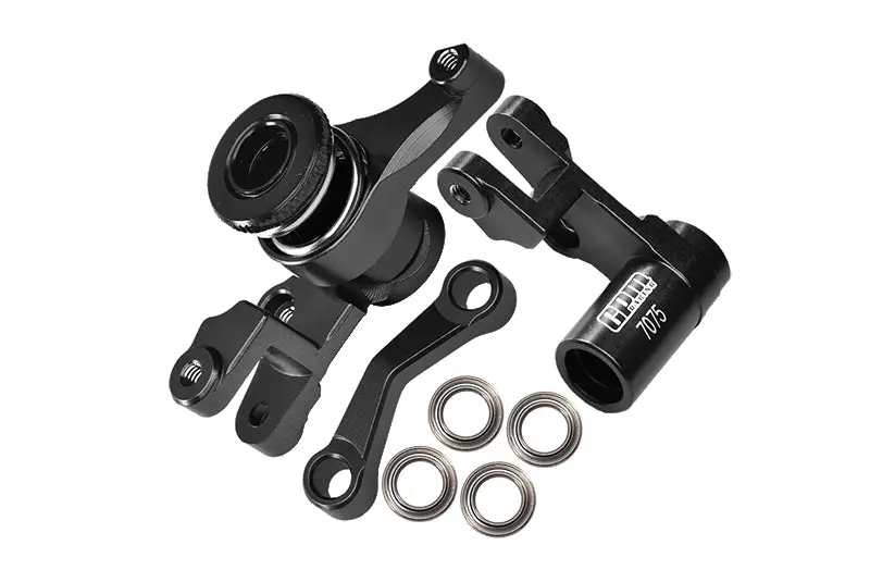 Aluminum 7075-T6 Front Steering Assembly For 1:10 Traxxas Slash 4X4 / Deegan 38 / Rustler 4X4 / Stampede 4X4 / Hoss 4X4 / Bandit Vxl / Slash 2Wd / Bandit Xl-5 2Wd / 2Wd Rustler / 1:7 Xo-1 Upgrades - Black 1
