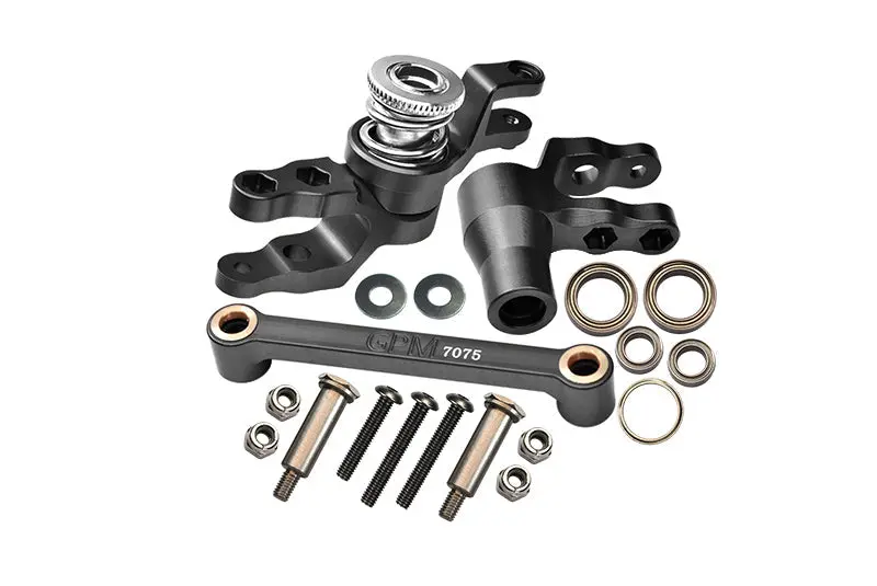 Aluminum 7075-T6 Front Steering Assembly For Traxxas 1:10 4Wd Maxx 89076-4 / 4Wd Maxx With Widemaxx 89086-4 / 1:8 4Wd Maxx Slash 6S 102076-4 Upgrades - Black 1