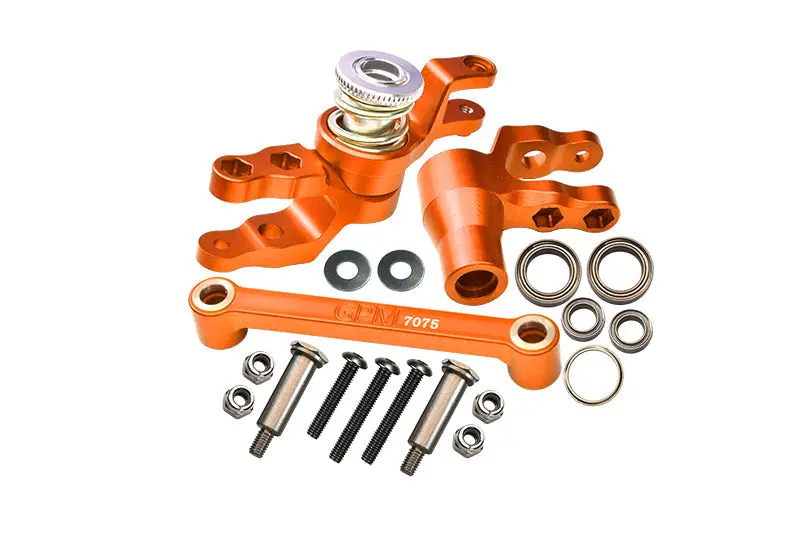 Aluminum 7075-T6 Front Steering Assembly For Traxxas 1:10 4Wd Maxx 89076-4 / 4Wd Maxx With Widemaxx 89086-4 / 1:8 4Wd Maxx Slash 6S 102076-4 Upgrades - Orange 1